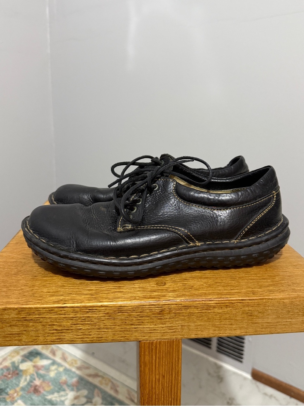 Born Shoes Womens 9.5 Black Leather Lace Up Comfort Oxford Casual Walking Shoes - Picture 2 of 13